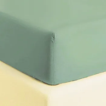 Cearceaf de pat cu elastic Descamps Unis Percale 94 180x200cm  Cardamome imagine