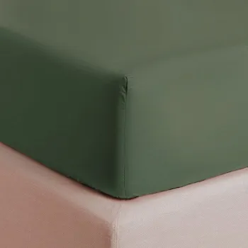 Cearceaf de pat cu elastic Descamps Unis Percale 94 200x200cm  Verde Fougere imagine