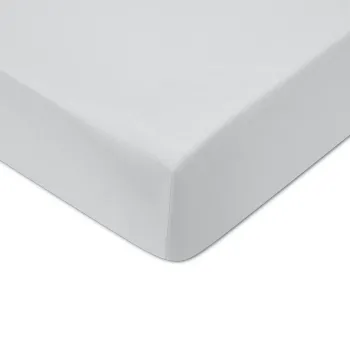 Cearceaf de pat cu elastic Descamps Unis Satin 160x200cm  Bleu-Gri imagine