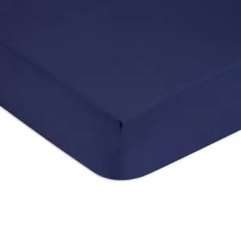 Cearceaf de pat cu elastic Tommy Hilfiger Unis Satin 140x200cm Albastru Navy imagine