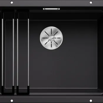 Chiuveta bucatarie Blanco Etagon 500-U 530x460mm 2 sine glisante montare sub blat Silgranit negru imagine
