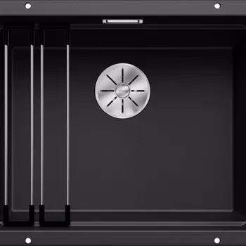 Chiuveta bucatarie Blanco Etagon 500-U 530x460mm 2 sine glisante montare sub blat Silgranit negru imagine