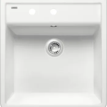 Chiuveta bucatarie Blanco Panor 60 600x630mm doua orificii ceramica alb cristal imagine