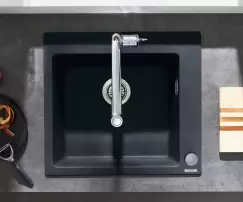 Chiuveta bucatarie Hansgrohe S510-F450 SilicaTec 450 cu 1 cuva 51x56x19cm graphite black imagine