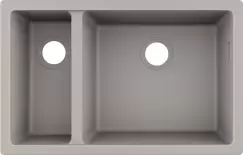 Chiuveta bucatarie Hansgrohe S510-U635 SilicaTec 180/450 cu 2 cuve inegale 45x71x19cm montare sub blat concrete grey imagine