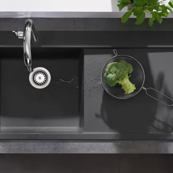 Chiuveta bucatarie Hansgrohe S514-F450 SilicaTec 450 51x105x19cm picurator stanga graphite black imagine