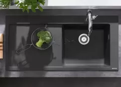 Chiuveta bucatarie Hansgrohe S514-F450 SilicaTec 450 51x105x19cm picurator stanga graphite black imagine