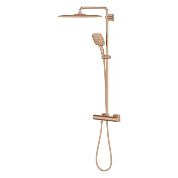 Coloana de dus Grohe Rainshower SmartActive 310 Cube cu baterie termostatata 9 5l/min brushed cool sunrise imagine