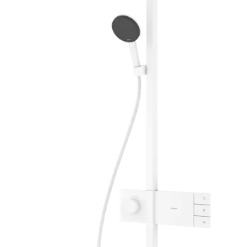 Coloana de dus Hansgrohe Raindance Alive Q Showerpipe 210x340 2jet EcoSmart cu baterie termostatata ShowerSelect Comfort  alb mat imagine