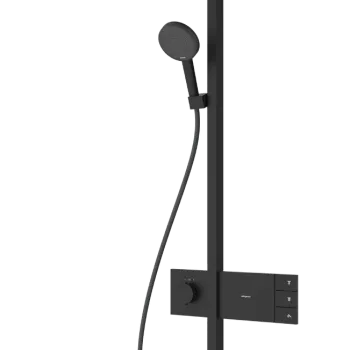 Coloana de dus Hansgrohe Raindance Alive Q Showerpipe 210x340 2jet EcoSmart cu baterie termostatata ShowerSelect Comfort  negru mat imagine