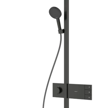 Coloana de dus Hansgrohe Raindance Alive Q Showerpipe 210x340 2jet EcoSmart cu baterie termostatata ShowerSelect Comfort  negru periat imagine