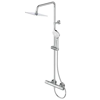 Coloana de dus Ideal Standard IdealRain cu baterie termostatata Ceratherm T100 si palarie Square 200mm imagine