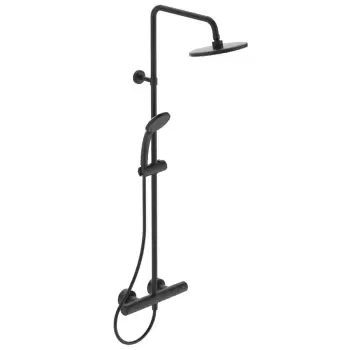 Coloana de dus Ideal Standard IdealRain cu baterie termostatata Ceratherm T25 si palarie Round 200mm negru mat imagine