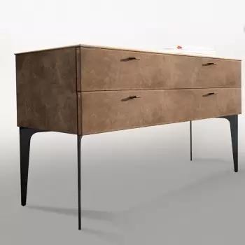Comoda Gamma K008-D top Terra Ceramic piele Burt F613 picioare metal Dark Chrome HandMade in Italy imagine