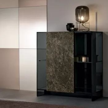 Comoda inalta Tonelli Design Shoji  design Lorenzo De Bartolomeis & Isao Hosoe  100x50cm  h 110cm  structura sticla Fume  usa ceramica imagine