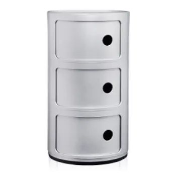 Comoda modulara Kartell Componibili 3 design Anna Castelli Ferrieri silver mat imagine