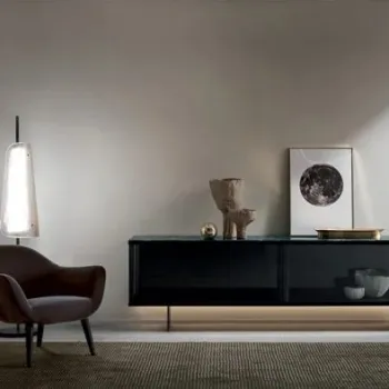 Comoda Tonelli Design East Side  design Bartoli  200x46cm  h70cm  metal negru - sticla Fume imagine