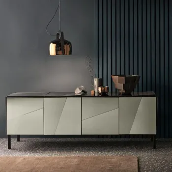 Comoda Tonelli Design Psiche A  design G.T. Garattoni  207x54cm  h74cm  negru  sticla oglinda bronz imagine