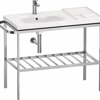 Consola metalica Duravit Aurena pentru lavoar 100x50cm orientare drepta montaj pe pardoseala inclus portprosop finisaj inox periat imagine
