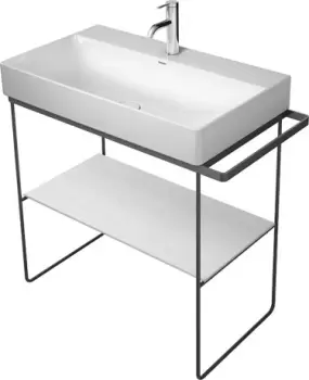 Consola metalica pe pardoseala pentru lavoar Duravit DuraSquare 865x451mm cu port-prosop reversibil fara raft negru mat imagine