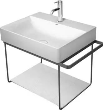 Consola metalica suspendata pentru lavoar Duravit DuraSquare 665x451mm cu port-prosop reversibil fara raft negru mat imagine