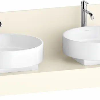 Consola pentru lavoar Duravit Balcoon Decor 140cm  cu doua decupaje  ivory mat imagine