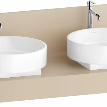 Consola pentru lavoar Duravit Balcoon Decor 140cm  cu doua decupaje  sand beige mat imagine