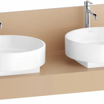 Consola pentru lavoar Duravit Balcoon Decor 140cm  cu doua decupaje  terraccino mat imagine