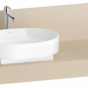 Consola pentru lavoar Duravit Balcoon Decor 140cm  cu un decupaj  orientare dreapta  sand beige mat imagine