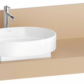 Consola pentru lavoar Duravit Balcoon Decor 140cm  cu un decupaj  orientare dreapta  terraccino mat imagine