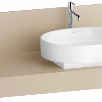 Consola pentru lavoar Duravit Balcoon Decor 140cm  cu un decupaj  orientare stanga  sand beige mat imagine