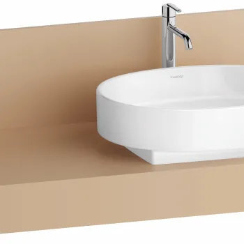 Consola pentru lavoar Duravit Balcoon Decor 140cm  cu un decupaj  orientare stanga  terraccino mat imagine