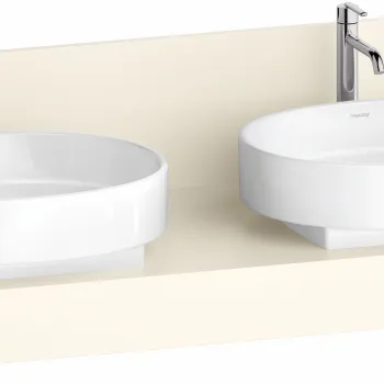 Consola pentru lavoar Duravit Balcoon Decor 160cm  cu doua decupaje  ivory mat imagine