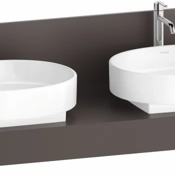 Consola pentru lavoar Duravit Balcoon Decor 160cm  cu doua decupaje  maro mat imagine