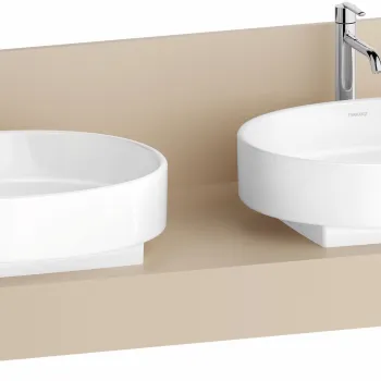 Consola pentru lavoar Duravit Balcoon Decor 160cm  cu doua decupaje  sand beige mat imagine