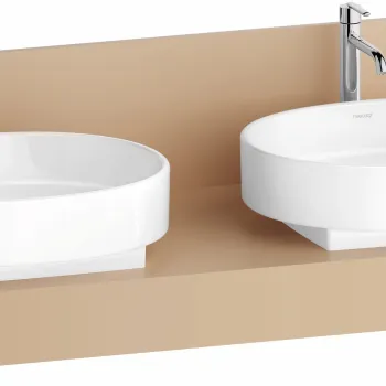 Consola pentru lavoar Duravit Balcoon Decor 160cm  cu doua decupaje  terraccino mat imagine