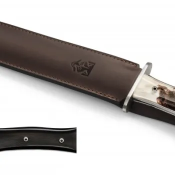 Cutit Claude Dozorme Big Dagger maner lemn abanos lama inox husa piele imagine