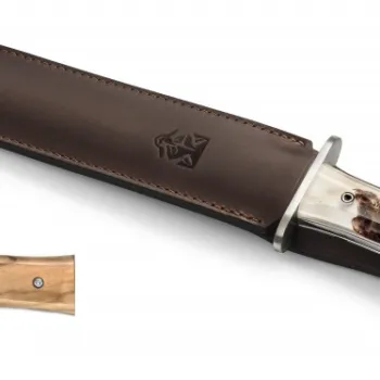 Cutit Claude Dozorme Big Dagger maner lemn maslin lama inox husa piele imagine
