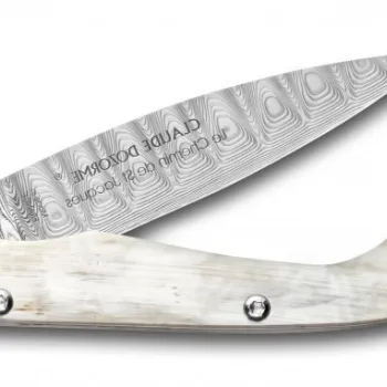 Cutit pliabil de buzunar Claude Dozorme Capucin The Saint-Jacques of Compostelle Way lama damasc maner corn cutie lemn stejar imagine