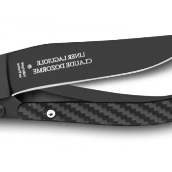 Cutit pliabil de buzunar Claude Dozorme Liner Lock Laguiole maner carbon lama neagra imagine