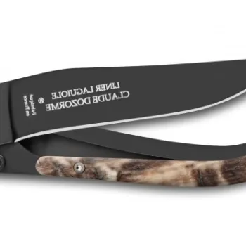 Cutit pliabil de buzunar Claude Dozorme Liner Lock Laguiole maner corn berbec lama neagra imagine