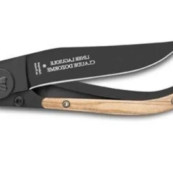 Cutit pliabil de buzunar Claude Dozorme Liner Lock Laguiole maner lemn maslin lama neagra imagine