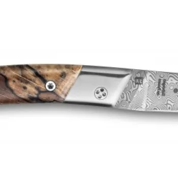 Cutit pliabil de buzunar Claude Dozorme Thiers(R) RLT lama damasc maner din lemn fag stabilizat imagine