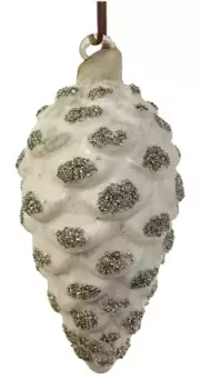 Decoratiune brad Deko Senso con 14cm sticla gri cu detalii argintii imagine
