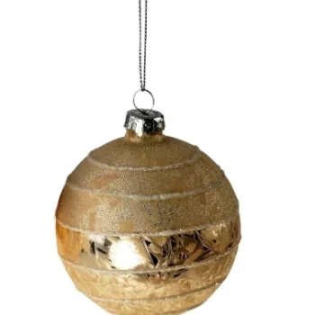 Decoratiune brad Deko Senso Glimmer Line sticla 8cm alb - auriu imagine