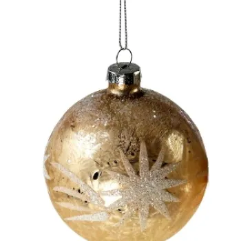 Decoratiune brad Deko Senso Glimmer Star sticla 8cm alb - auriu imagine