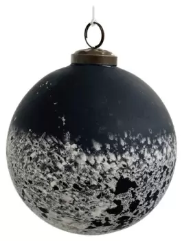 Decoratiune brad Deko Senso glob 12cm sticla negru cu patina alba imagine