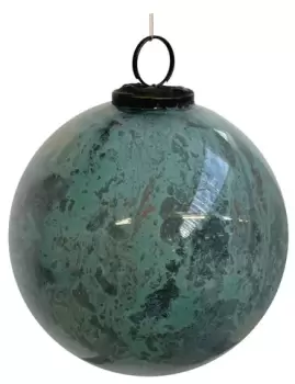 Decoratiune brad Deko Senso glob 15cm sticla verde cupru marmorat imagine