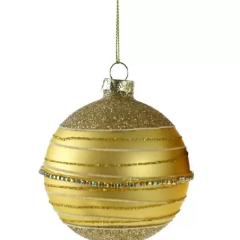 Decoratiune brad Deko Senso Rhinestone Glitter sticla 8cm auriu imagine