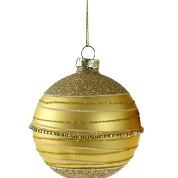 Decoratiune brad Deko Senso Rhinestone Glitter sticla 8cm auriu imagine